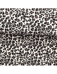 Tissu double gaze imprimé - Sauvage écru