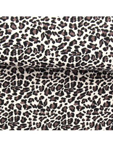 Tissu double gaze imprimé - Sauvage écru