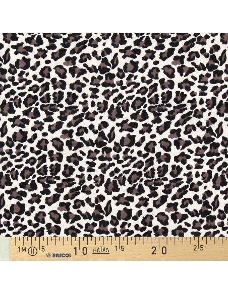 Tissu double gaze imprimé - Sauvage écru