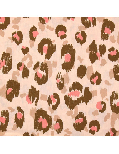 Tissu popeline de coton - Karula lin et rose