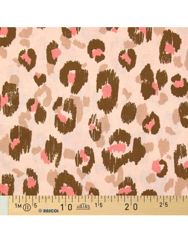 Tissu popeline de coton - Karula lin et rose