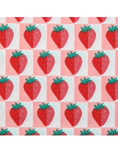 Tissu popeline de coton - Mariguette rose et rouge 2