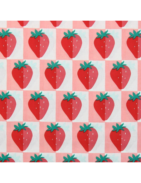 Tissu popeline de coton - Mariguette rose et rouge