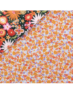 Tissu coton matelassé - Childhood vert et orange