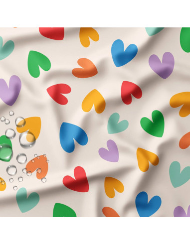 Tissu imperméable pour ciré - Chrichri écru et multicolore