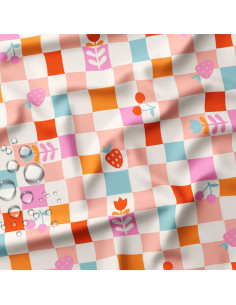 Tissu imperméable pour ciré - Cirafine écru et rose