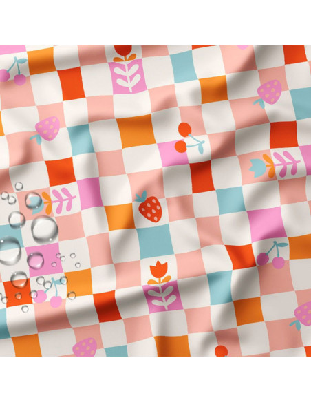 Tissu imperméable pour ciré - Cirafine écru et rose