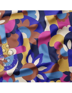 Tissu imperméable pour ciré - Naive bleu et marron