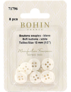 Boutons blancs souples à coudre pour pyjamas et homewear Bohin