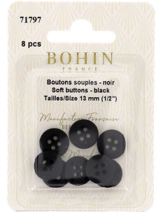 Boutons noirs souples à coudre pour pyjamas et homewear Bohin