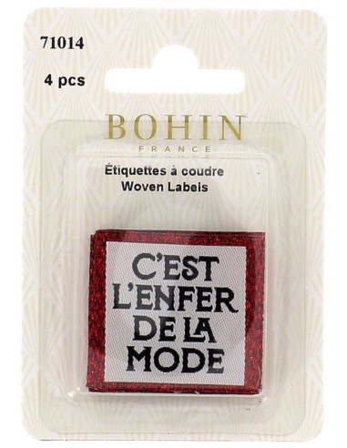 Lot de 4 étiquettes à coudre - C´est l´enfer de la mode