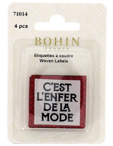 Lot de 4 étiquettes à coudre - C´est l´enfer de la mode