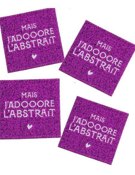 Lot de 4 étiquettes à coudre - Mais j´adooore l´abstrait