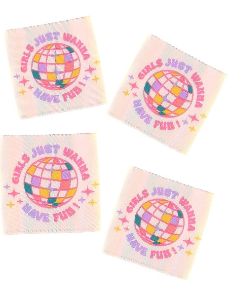 Lot de 4 étiquettes à coudre - Girls just wanna have fun