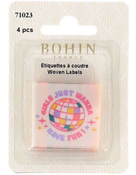 Lot de 4 étiquettes à coudre - Girls just wanna have fun