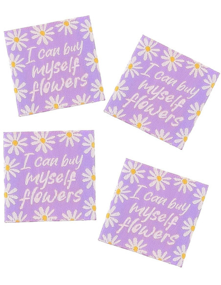 Lot de 4 étiquettes à coudre - I can buy myself flowers
