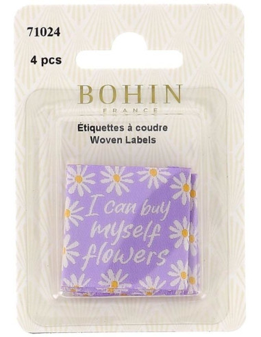Lot de 4 étiquettes à coudre - I can buy myself flowers