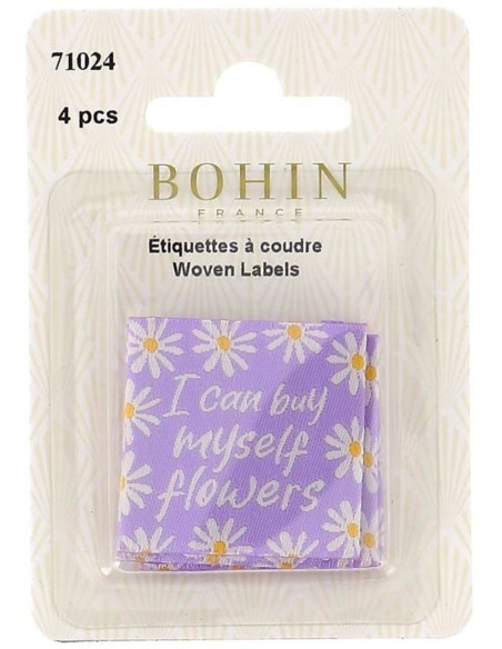 Lot de 4 étiquettes à coudre - I can buy myself flowers