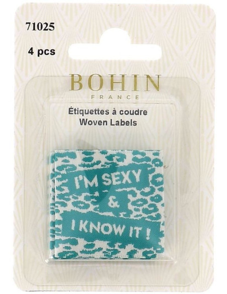 Lot de 4 étiquettes à coudre - I´m sexy & I know it !