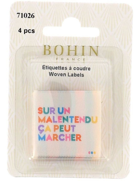 Lot de 4 étiquettes à coudre - Sur un malentendu ça peut marcher