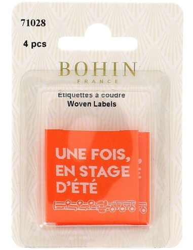 Lot de 4 étiquettes à coudre - Une fois, en stage d´été