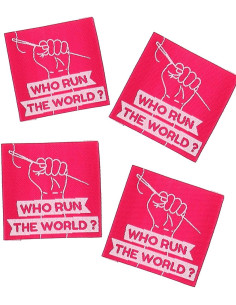 Lot de 4 étiquettes à coudre - Who run the world?