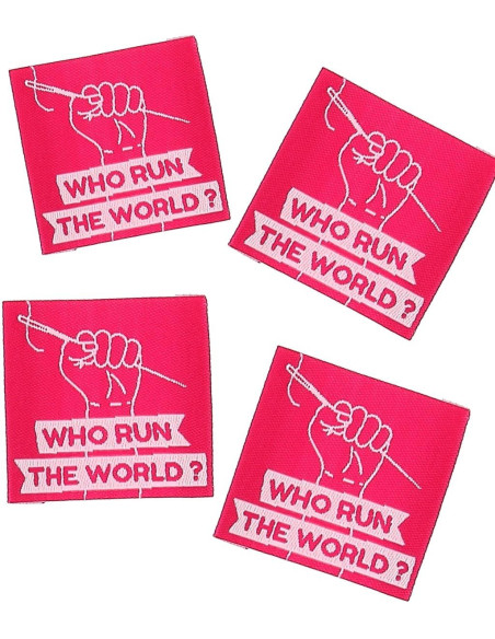 Lot de 4 étiquettes à coudre - Who run the world?