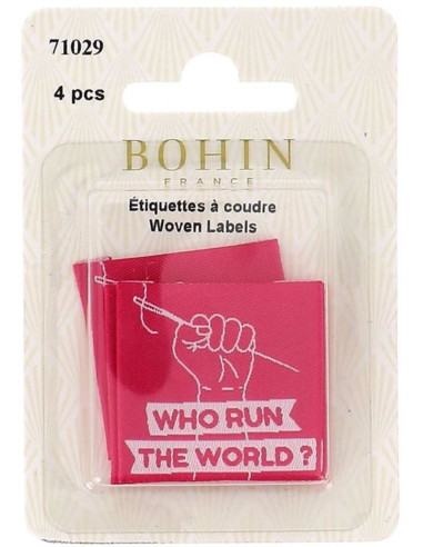 Lot de 4 étiquettes à coudre - Who run the world?