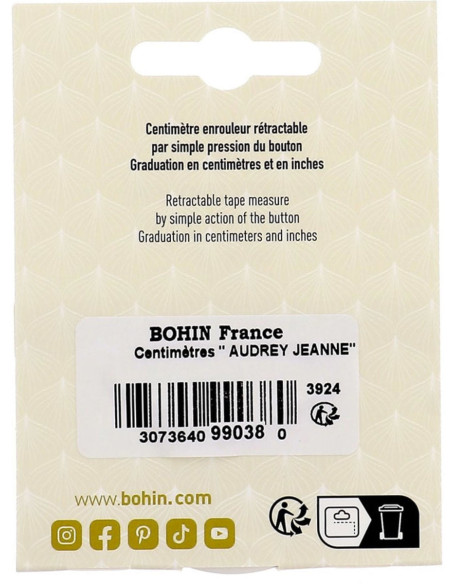 Mètre ruban enrouleur 150 cm Chat pelote Bohin