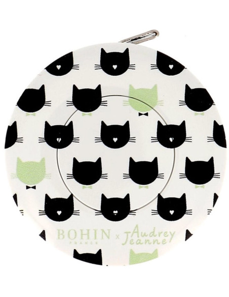 Mètre ruban enrouleur 150 cm motif Chat Bohin