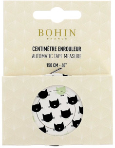 Mètre ruban enrouleur 150 cm motif Chat Bohin 2