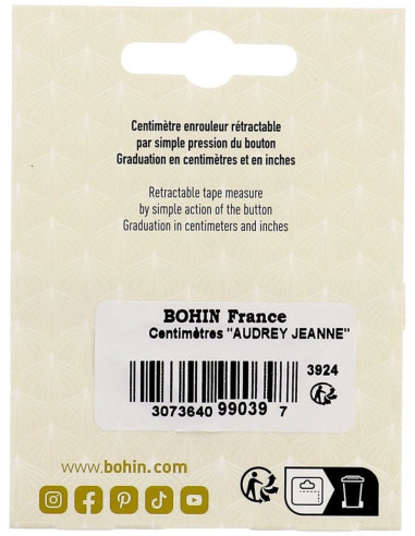 Mètre ruban enrouleur 150 cm motif Chat Bohin