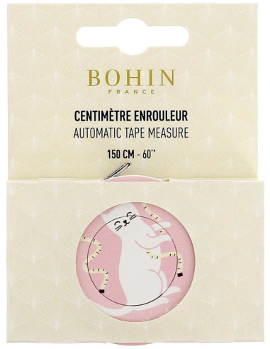 Mètre ruban enrouleur 150 cm Chat centimètre Bohin
