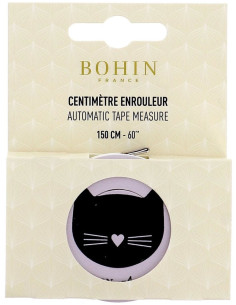 Mètre ruban enrouleur 150 cm Chat noir Bohin 2