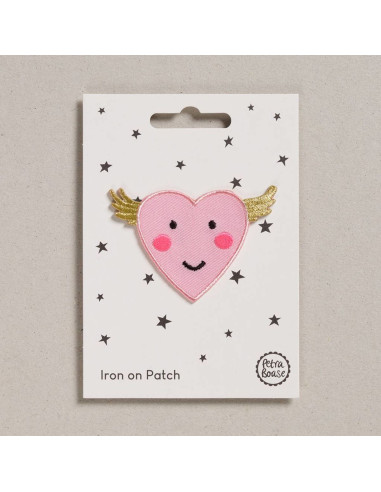 Patch thermocollant - Coeur rose ailé