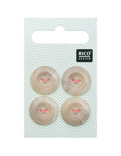 Carte de 4 boutons écaille aspect corne - Beige 17 mm