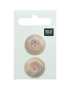 Carte de 2 boutons écaille aspect corne - Beige 22 mm