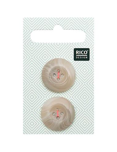 Carte de 2 boutons écaille aspect corne - Beige 22 mm