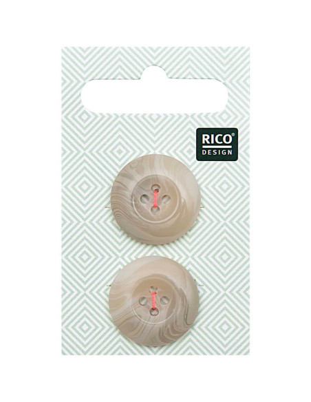 Carte de 2 boutons écaille aspect corne - Beige 22 mm