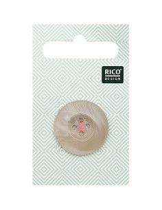 Carte de 1 bouton écaille aspect corne - Beige 25 mm