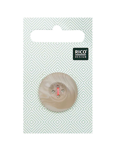 Carte de 1 bouton écaille aspect corne - Beige 25 mm