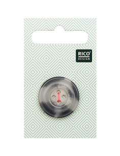Carte de 1 bouton écaille aspect corne - Beige et gris 25 mm