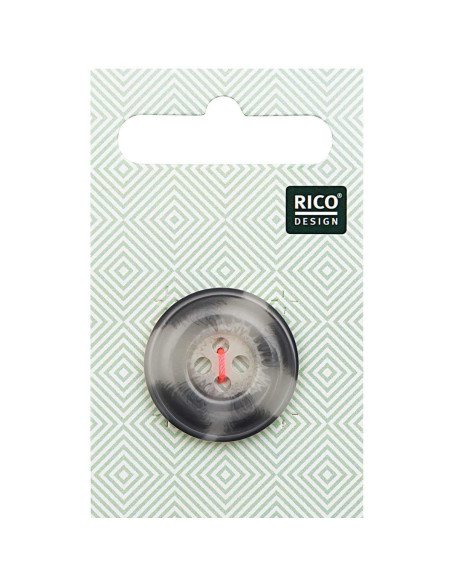 Carte de 1 bouton écaille aspect corne - Beige et gris 25 mm