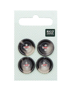 Carte de 4 boutons écaille aspect corne - Gris 17 mm