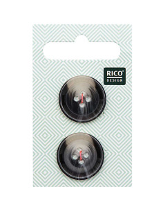 Carte de 2 boutons écaille aspect corne - Gris 22 mm