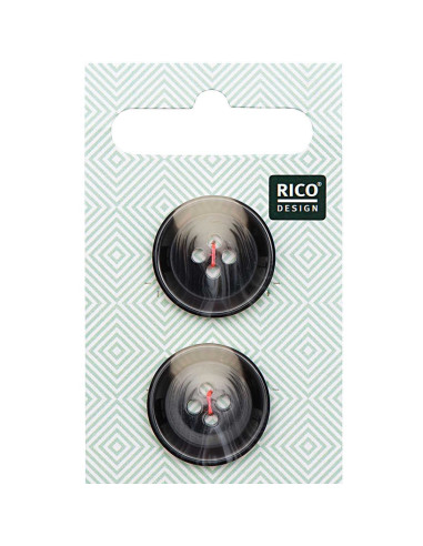 Carte de 2 boutons écaille aspect corne - Gris 22 mm