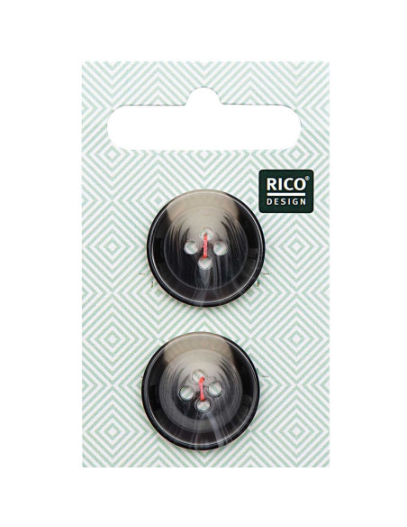 Carte de 2 boutons écaille aspect corne - Gris 22 mm