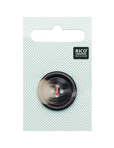 Carte de 1 bouton écaille aspect corne - Gris 25 mm