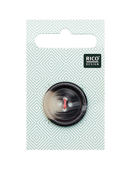 Carte de 1 bouton écaille aspect corne - Gris 25 mm