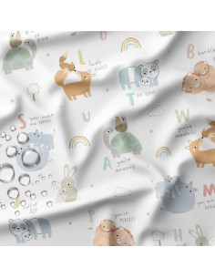 Tissu imperméable pour ciré - Mamma blanc et bleu